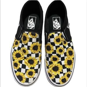 black and yellow sunflower vans